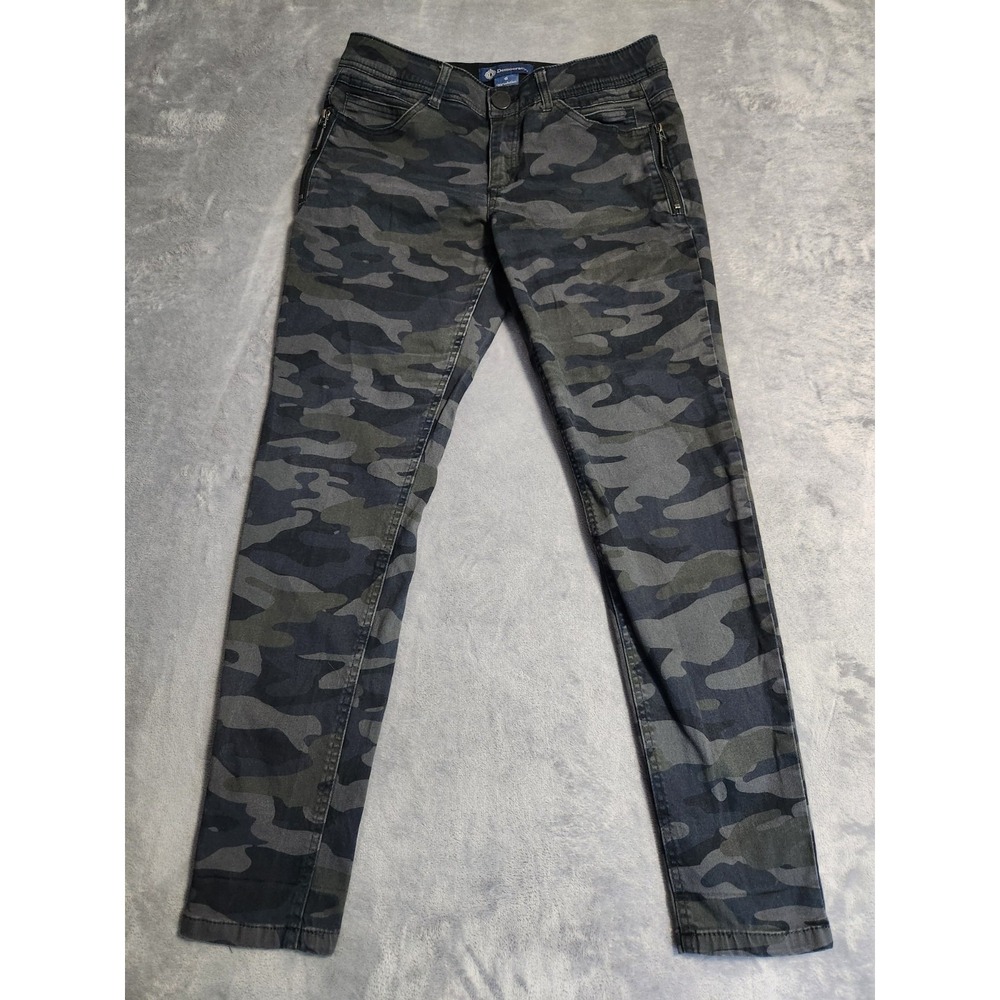 Democracy Jeans Womens 6 Navy Gray Camo Skinny Pants Ab Solution Stretch Ankle